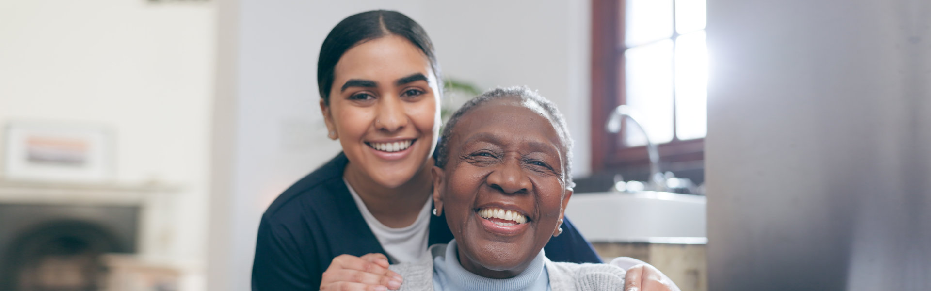 Smile, healthcare and portrait of nurse with patient in a wheelchair